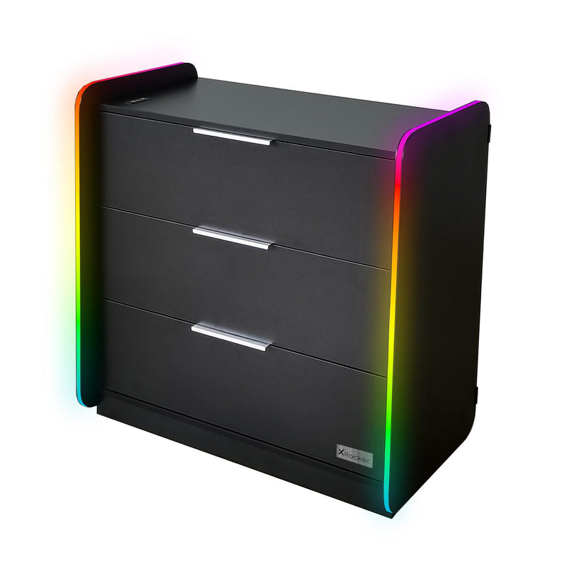 X Rocker Electra Gaming-Kommode mit 3 Schubladen und RGB-Beleuchtung - schwarz