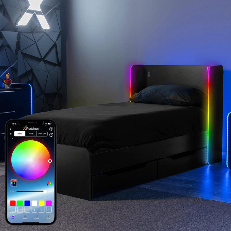X Rocker Electra Gaming-Bett mit RGB-Beleuchtung - schwarz