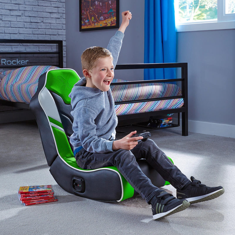 X Rocker Shadow 2.0 Floor Rocker Gaming-Bodensessel für Kinder & Jugendliche mit Audiosystem - schwarz/grün