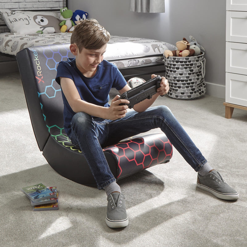 X Rocker Neo Hex Floor Rocker Gaming-Bodensessel für Kinder & Jugendliche - schwarz/neon