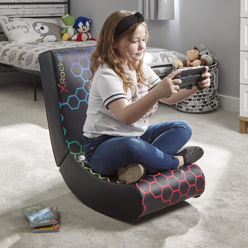 X Rocker Neo Hex Floor Rocker Gaming-Bodensessel für Kinder & Jugendliche - schwarz/neon
