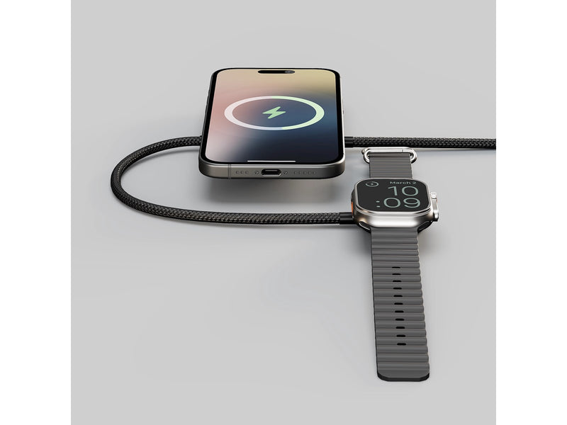 ZENS Charging Cable Pro 2 - Qi2+Watch Wireless Charger - Black