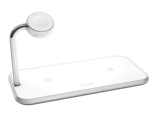 ZENS Dual+Watch Aluminium Wireless Charger White