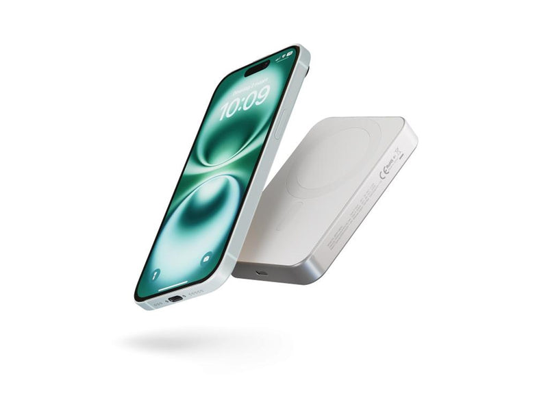 ZENS Slim Qi2 Aluminium Powerbank 10.000 mAh - White - 10000 mAh