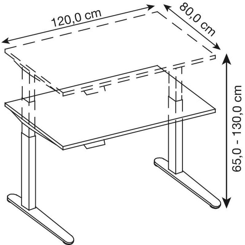 HAMMERBACHER XBHM12 höhenverstellbarer Schreibtisch 65,0 - 130,0 cm - elektrisch weiß / silber