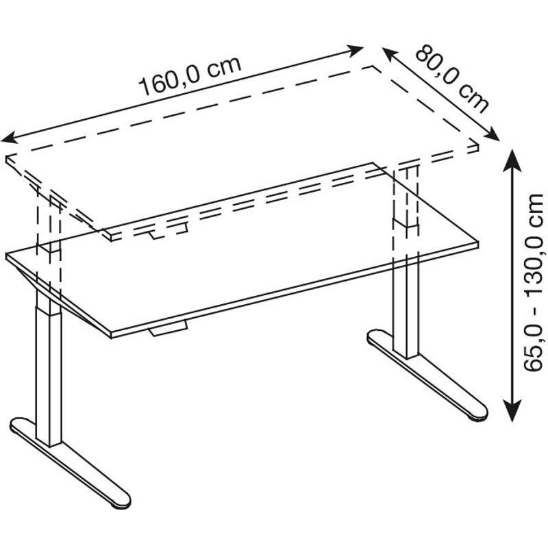 HAMMERBACHER XBHM16 höhenverstellbarer Schreibtisch 65,0 - 130,0 cm - elektrisch eiche / grafit