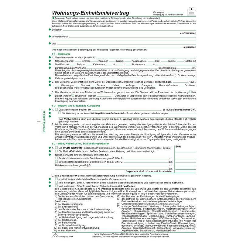RNK-Verlag 599/10 Mietverträge für Wohnungen