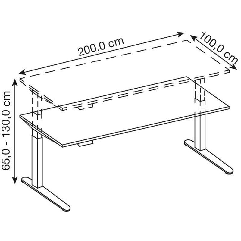 HAMMERBACHER XBHM2E höhenverstellbarer Schreibtisch 65,0 - 130,0 cm - elektrisch lichtgrau / weiß