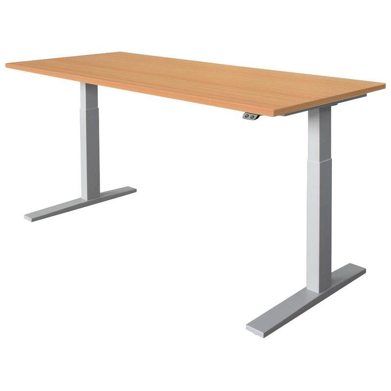 HAMMERBACHER XMKA19 höhenverstellbarer Schreibtisch 70,0 - 120,0 cm - elektrisch buche / silber
