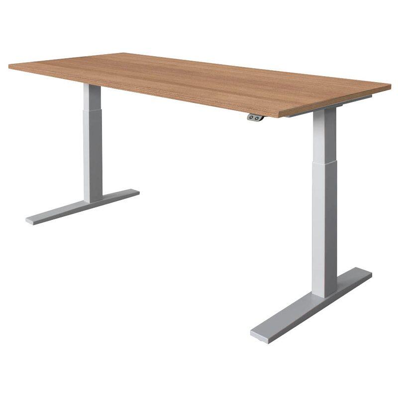 HAMMERBACHER XMKA19 höhenverstellbarer Schreibtisch 70,0 - 120,0 cm - elektrisch nussbaum / silber