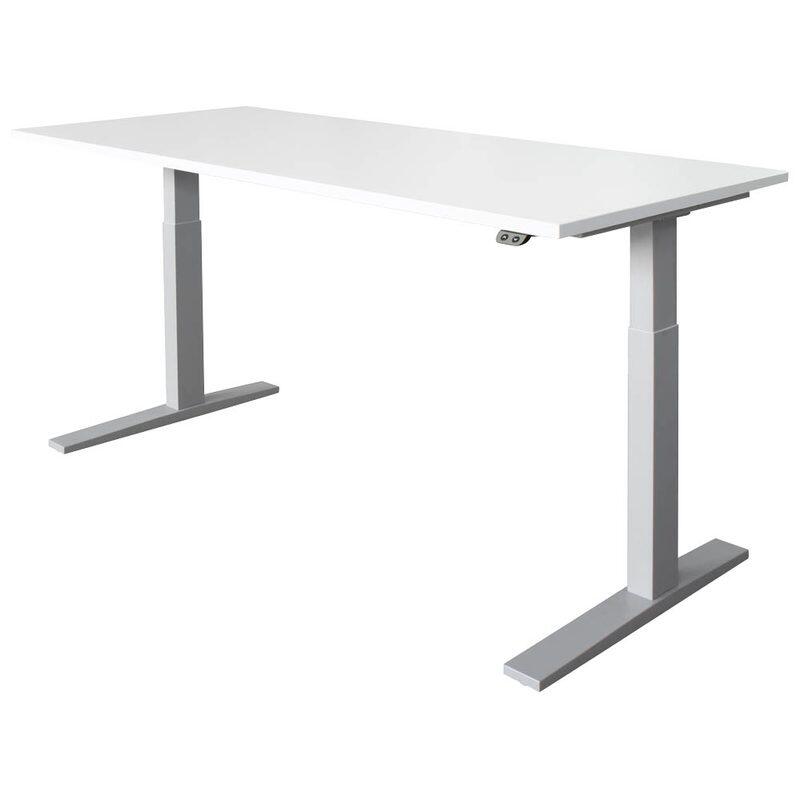 HAMMERBACHER XMKA19 höhenverstellbarer Schreibtisch 70,0 - 120,0 cm - elektrisch weiß / silber