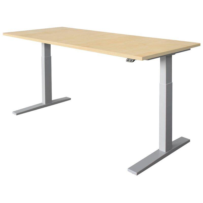 HAMMERBACHER XMKA19 höhenverstellbarer Schreibtisch 70,0 - 120,0 cm - elektrisch ahorn / silber