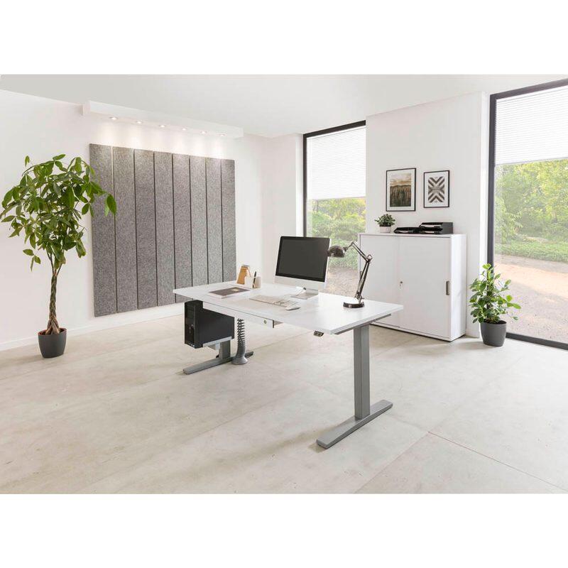 HAMMERBACHER XMKA12 höhenverstellbarer Schreibtisch 70,0 - 120,0 cm - elektrisch weiß / silber