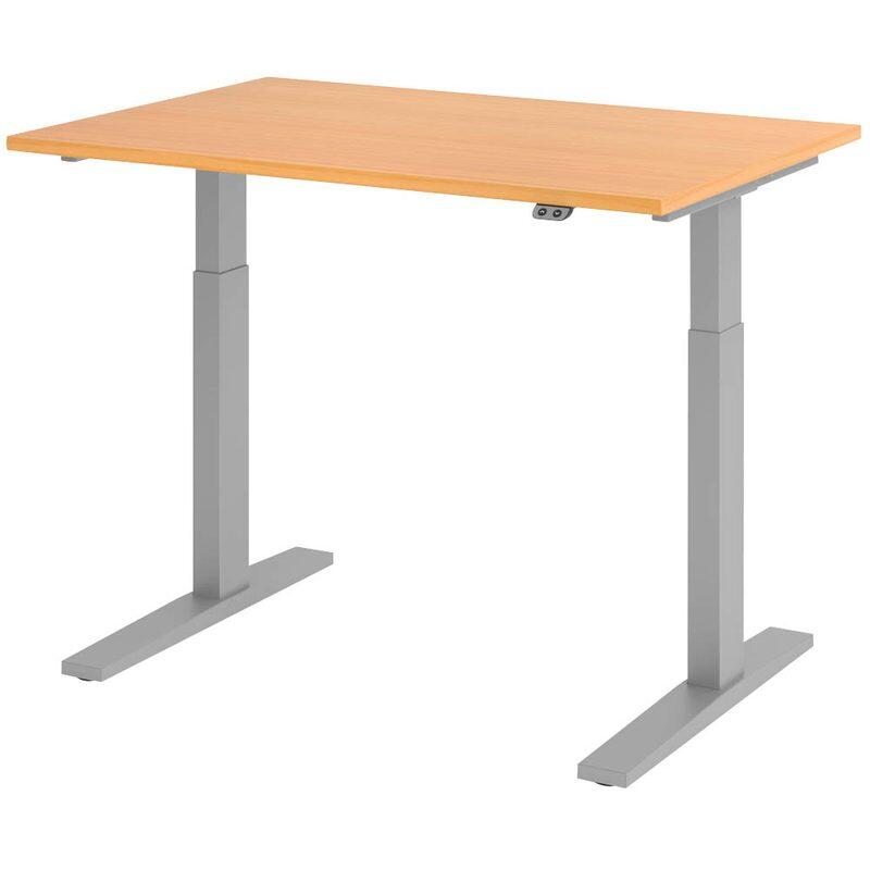 HAMMERBACHER XMKA12 höhenverstellbarer Schreibtisch 70,0 - 120,0 cm - elektrisch buche / silber