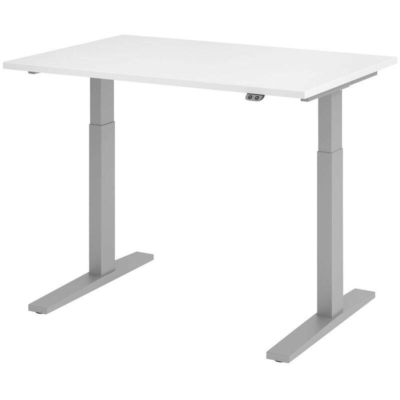 HAMMERBACHER XMKA12 höhenverstellbarer Schreibtisch 70,0 - 120,0 cm - elektrisch weiß / silber