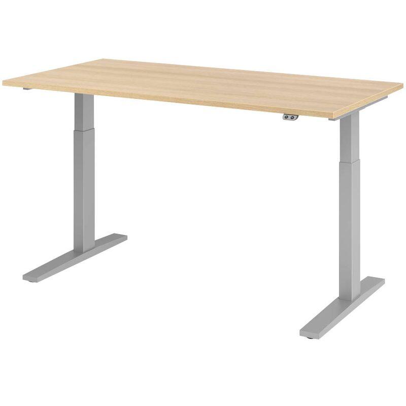 HAMMERBACHER XMKA16 höhenverstellbarer Schreibtisch 70,0 - 120,0 cm - elektrisch eiche / silber