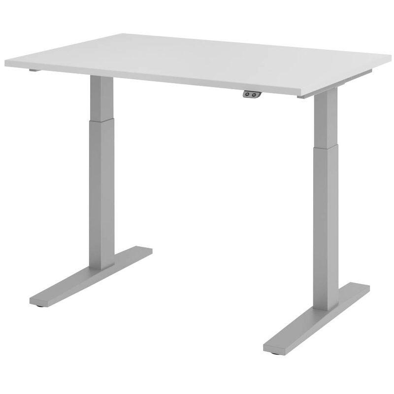 HAMMERBACHER XMKA12 höhenverstellbarer Schreibtisch 70,0 - 120,0 cm - elektrisch lichtgrau / silber
