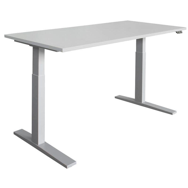 HAMMERBACHER XMKA16 höhenverstellbarer Schreibtisch 70,0 - 120,0 cm - elektrisch lichtgrau / silber