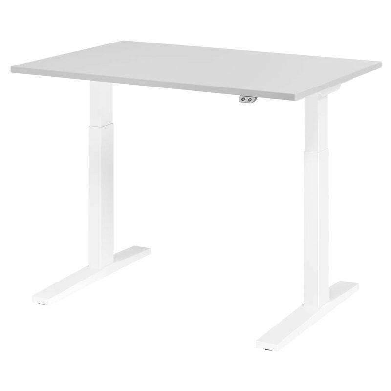 HAMMERBACHER XMKA12 höhenverstellbarer Schreibtisch 70,0 - 120,0 cm - elektrisch lichtgrau / weiß