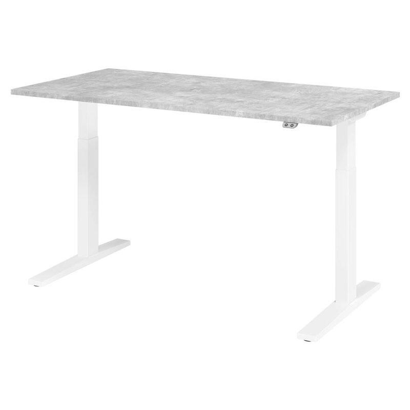 HAMMERBACHER XMKA16 höhenverstellbarer Schreibtisch 70,0 - 120,0 cm - elektrisch beton / weiß
