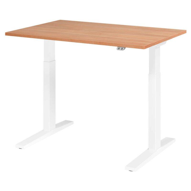 HAMMERBACHER XMKA12 höhenverstellbarer Schreibtisch 70,0 - 120,0 cm - elektrisch nussbaum / weiß