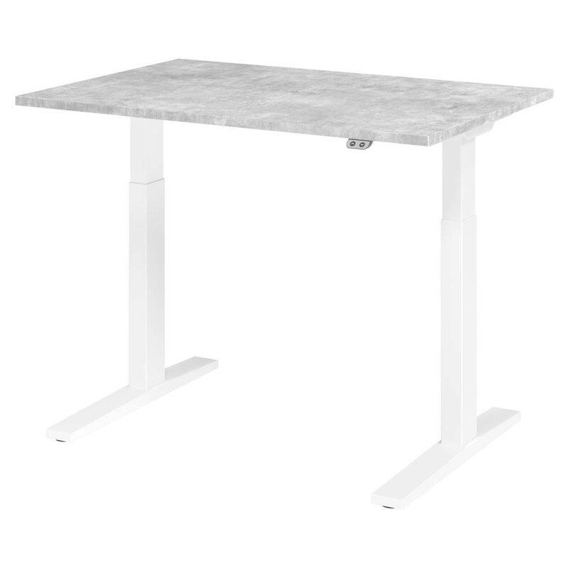 HAMMERBACHER XMKA12 höhenverstellbarer Schreibtisch 70,0 - 120,0 cm - elektrisch beton / weiß