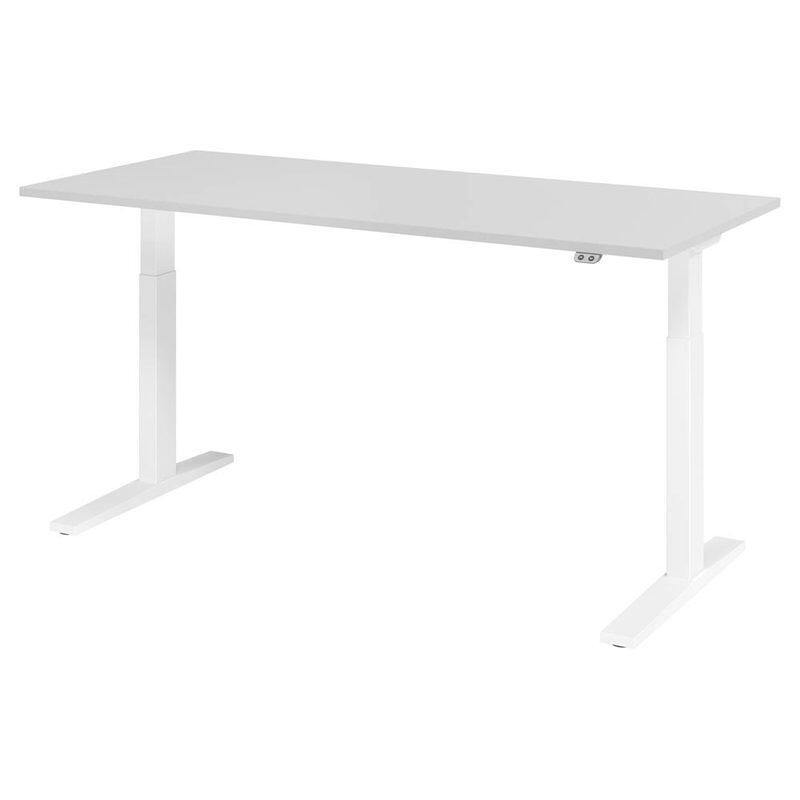 HAMMERBACHER XMKA19 höhenverstellbarer Schreibtisch 70,0 - 120,0 cm - elektrisch lichtgrau / weiß