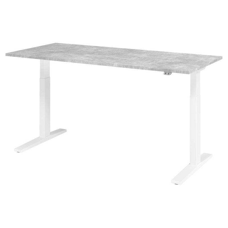 HAMMERBACHER XMKA19 höhenverstellbarer Schreibtisch 70,0 - 120,0 cm - elektrisch beton / weiß