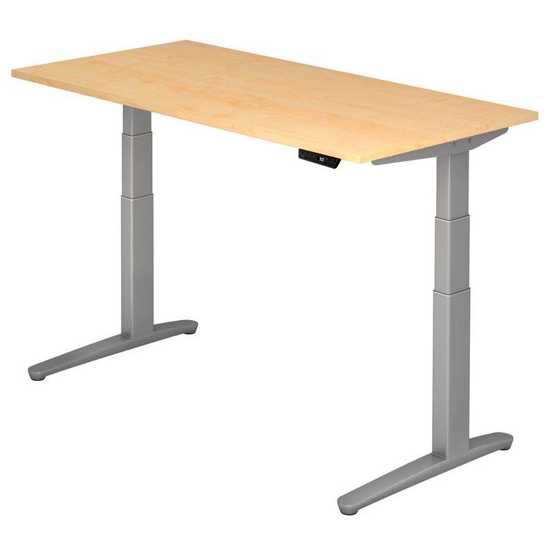 HAMMERBACHER XBHM16 höhenverstellbarer Schreibtisch 65,0 - 130,0 cm - elektrisch ahorn / silber