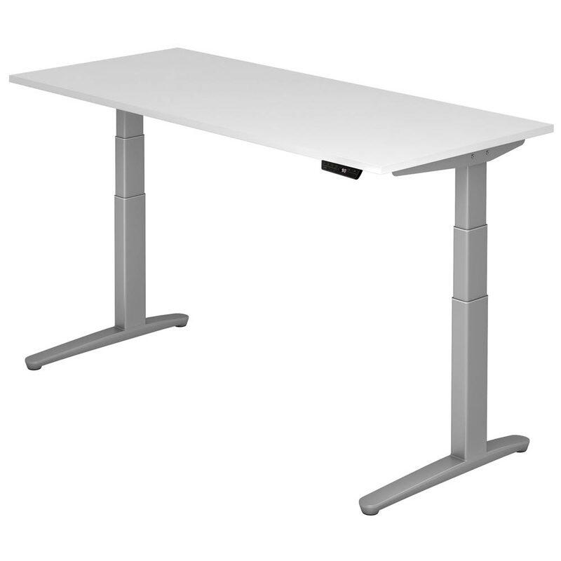 HAMMERBACHER XBHM19 höhenverstellbarer Schreibtisch 65,0 - 130,0 cm - elektrisch weiß / silber
