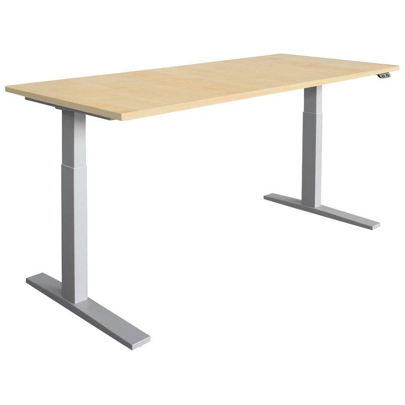 HAMMERBACHER XMKA19 höhenverstellbarer Schreibtisch 70,0 - 120,0 cm - elektrisch ahorn / silber