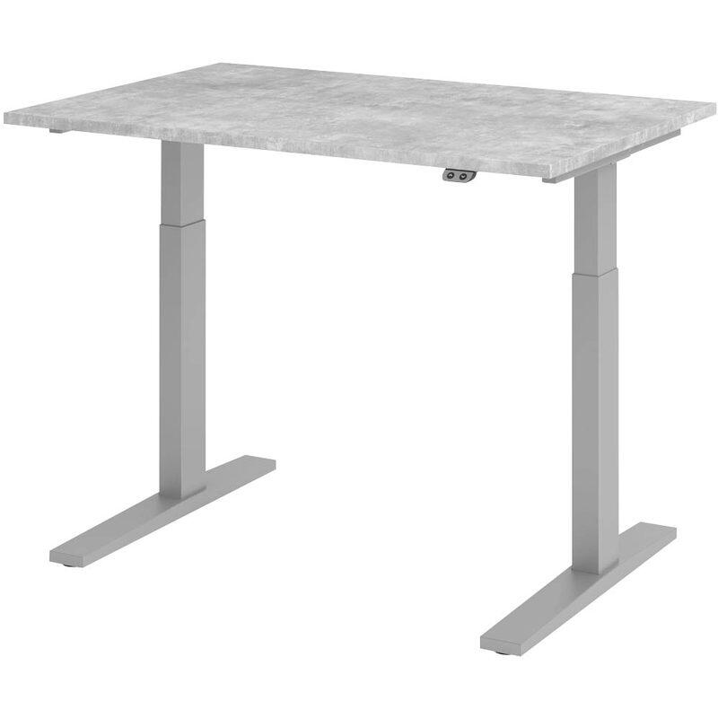 HAMMERBACHER XMKA12 höhenverstellbarer Schreibtisch 70,0 - 120,0 cm - elektrisch beton / silber