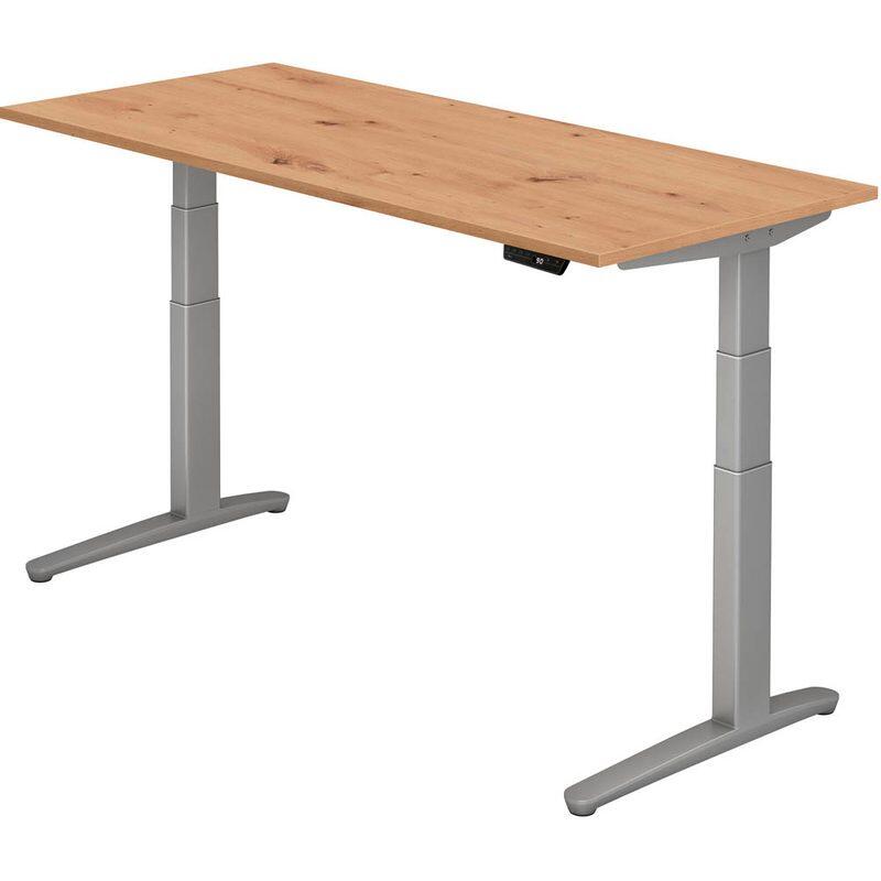 HAMMERBACHER XBHM19 höhenverstellbarer Schreibtisch 65,0 - 130,0 cm - elektrisch asteiche / silber