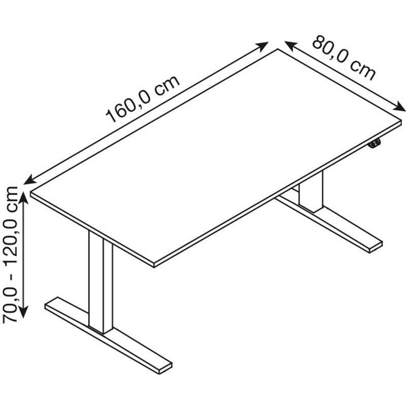 HAMMERBACHER XMKA16 höhenverstellbarer Schreibtisch 70,0 - 120,0 cm - elektrisch eiche / grafit