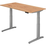 HAMMERBACHER XBHM16 höhenverstellbarer Schreibtisch 65,0 - 130,0 cm - elektrisch asteiche / silber