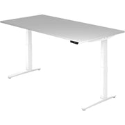 HAMMERBACHER XBHM2E höhenverstellbarer Schreibtisch 65,0 - 130,0 cm - elektrisch lichtgrau / weiß