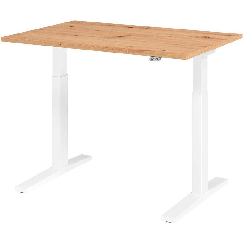 HAMMERBACHER XMKA12 höhenverstellbarer Schreibtisch 70,0 - 120,0 cm - elektrisch asteiche / weiß