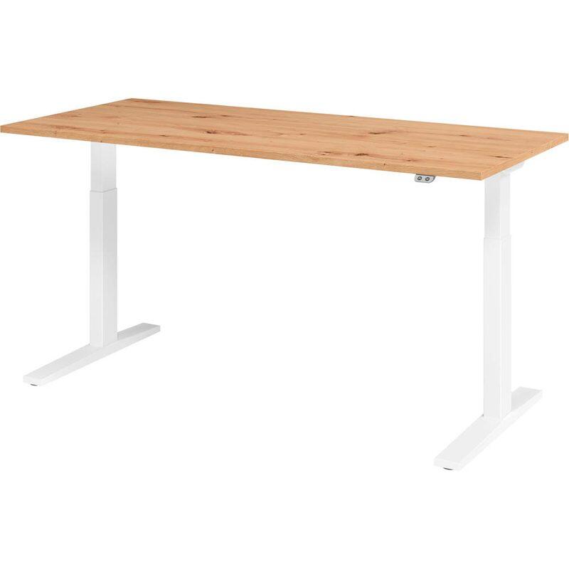 HAMMERBACHER XMKA19 höhenverstellbarer Schreibtisch 70,0 - 120,0 cm - elektrisch asteiche / weiß