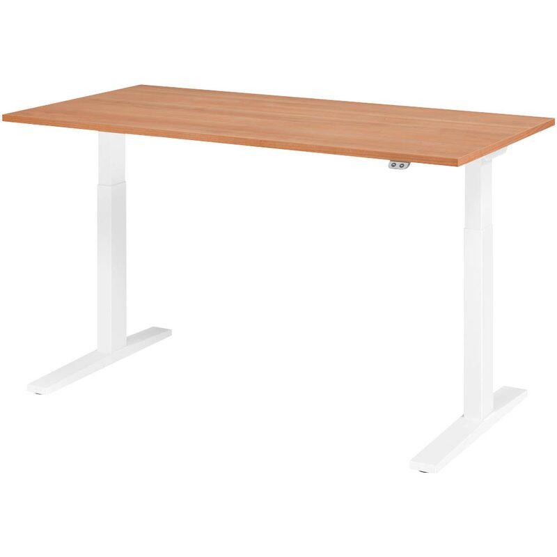 HAMMERBACHER XMKA16 höhenverstellbarer Schreibtisch 70,0 - 120,0 cm - elektrisch nussbaum / weiß