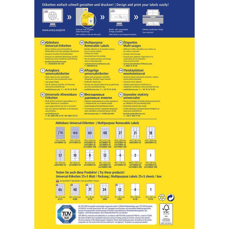 AVERY Zweckform Etiketten LR3483-10 weiß 105,0 x 148,0 mm