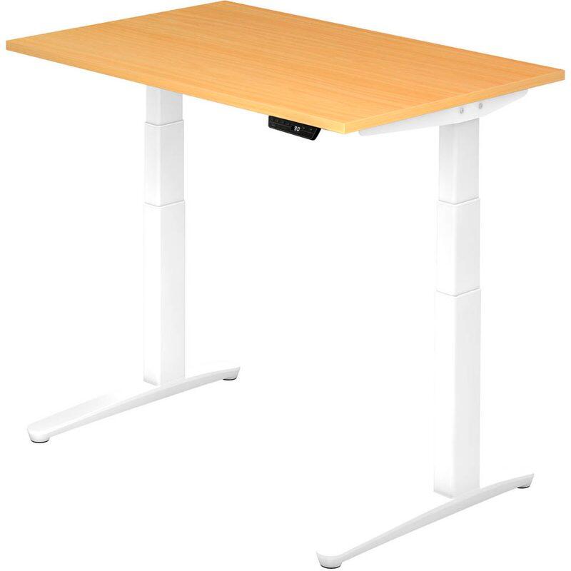 HAMMERBACHER XBHM12 höhenverstellbarer Schreibtisch 65,0 - 130,0 cm - elektrisch buche / weiß