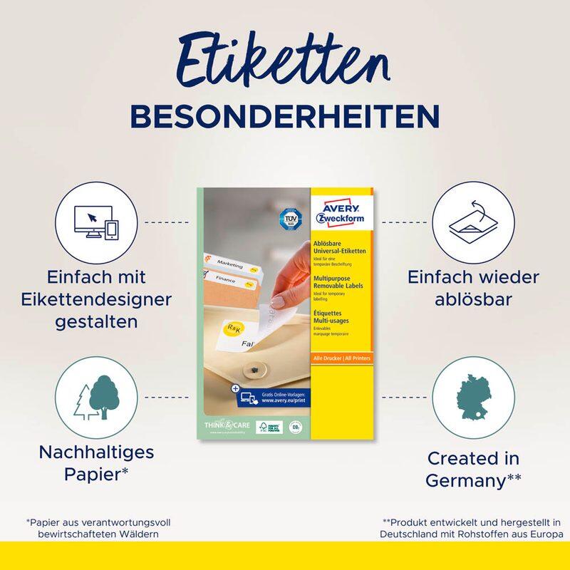AVERY Zweckform Etiketten L4735REV-25 weiß 210,0 x 297,0 mm