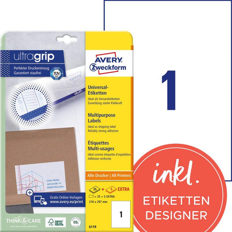 AVERY Zweckform Etiketten 6119 weiß 210,0 x 297,0 mm