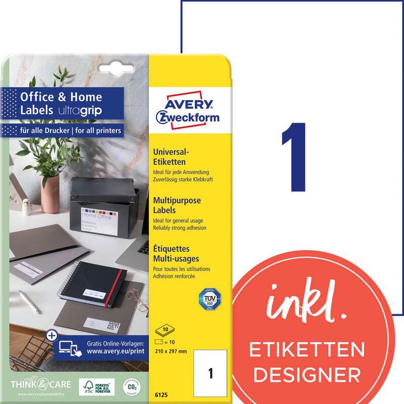 AVERY Zweckform Etiketten 6125 weiß 210,0 x 297,0 mm