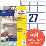 AVERY Zweckform Etiketten L4737REV-10 weiß 63,5 x 29,6 mm