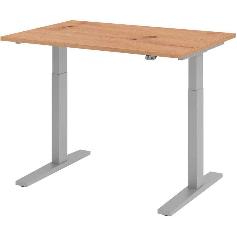 HAMMERBACHER XMKA12 höhenverstellbarer Schreibtisch 70,0 - 120,0 cm - elektrisch asteiche / silber