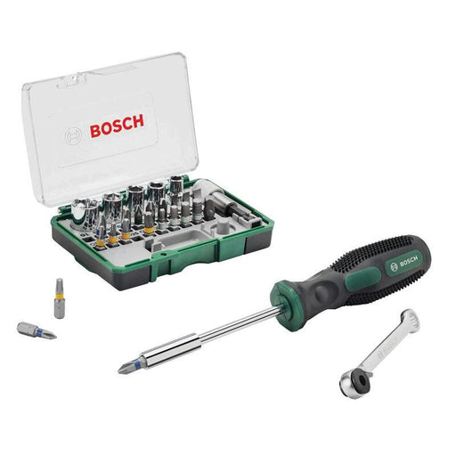 BOSCH Bit-Set Mini-Ratsche + Handschraubendreher 27-teilig
