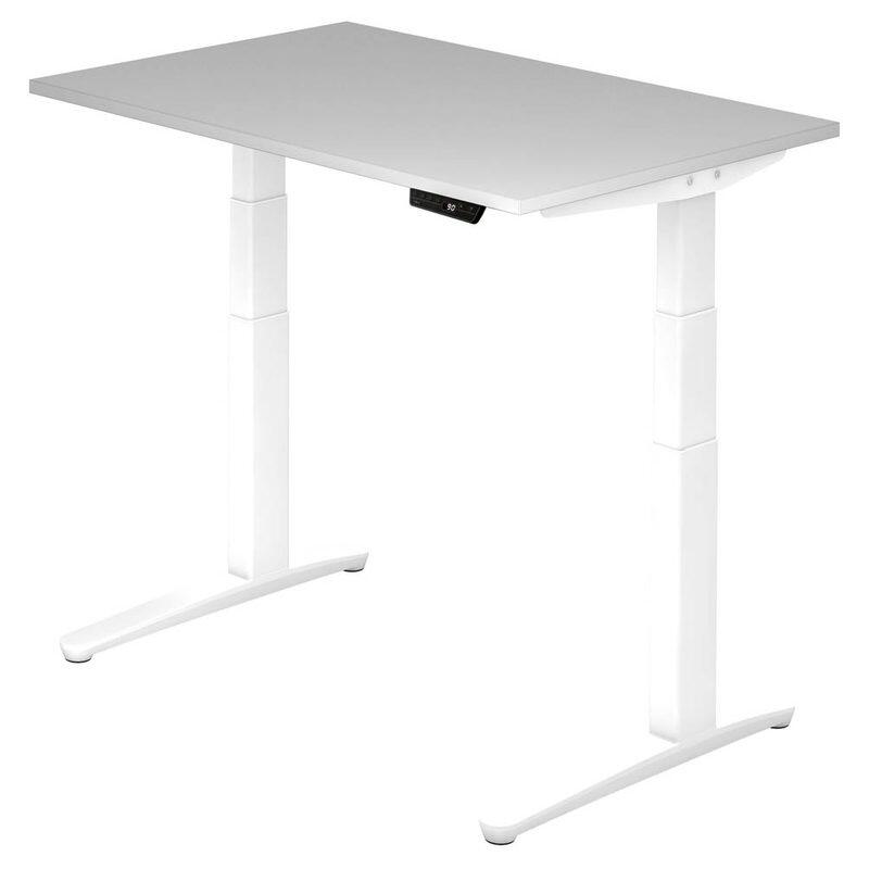 HAMMERBACHER XBHM12 höhenverstellbarer Schreibtisch 65,0 - 130,0 cm - elektrisch lichtgrau / weiß
