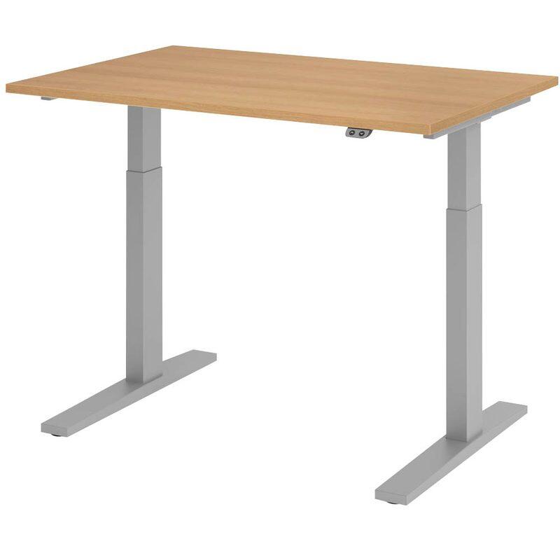 HAMMERBACHER XMKA12 höhenverstellbarer Schreibtisch 70,0 - 120,0 cm - elektrisch eiche / silber