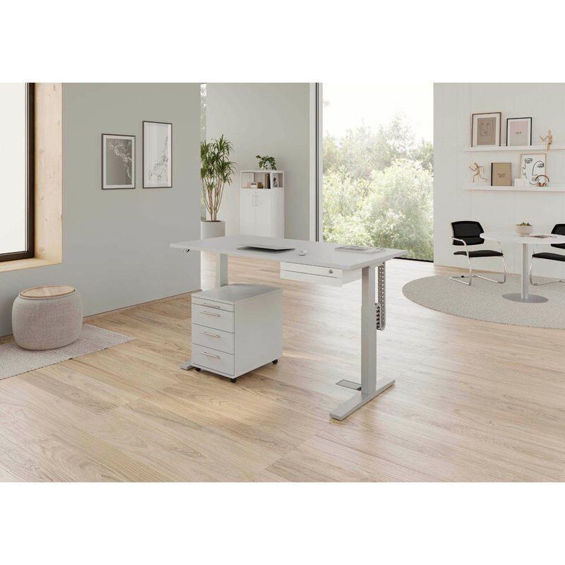 HAMMERBACHER XMKA16 höhenverstellbarer Schreibtisch 70,0 - 120,0 cm - elektrisch lichtgrau / silber
